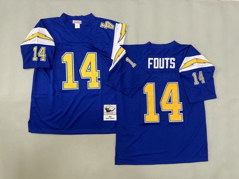 Men 2025 Los Angeles Chargers #14 Fouts blue Throwback Limited NFL Jersey style 001